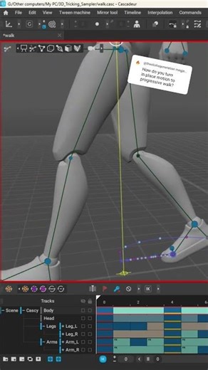 In place walk to progressive walk in Cascadeur