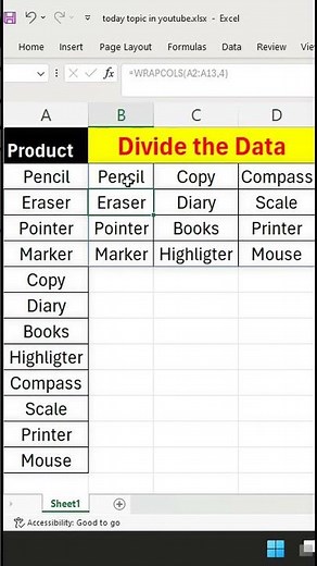 How to Divide Excel Data into 2 Rows | Easy Excel Formula Tutorial #excel