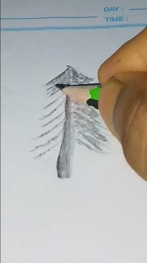How to draw a pine tree with pencil in easy steps #drawing4kids #drawing #easydrawing