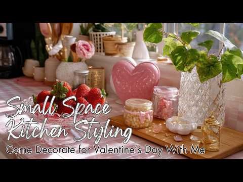 Come Decorate for Valentine’s Day With Me | Small Space Kitchen Styling, Cute DIYs & Festive Treats