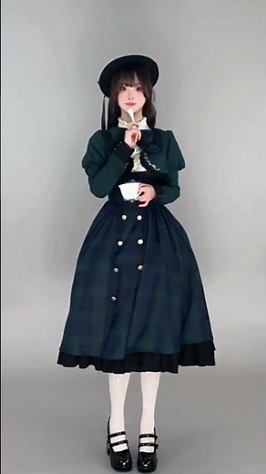 クラシカル 英国学院風 森ガール セットアップ 上品なチェック柄のセットアップ #fashion #ゴシック #クラシカルロリィタ #森ガール #lolita #ファッション通販