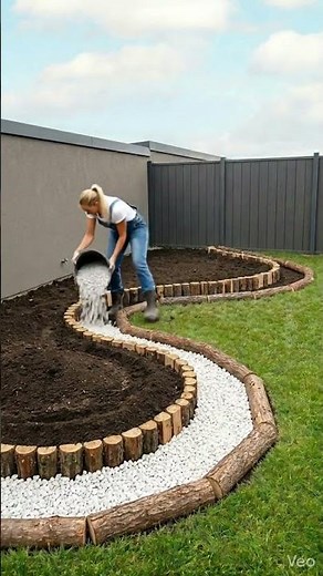 Beautiful Curved Flower Garden Design: Vibrant Flowers & Wood Edging #gardendesign #flowergarden