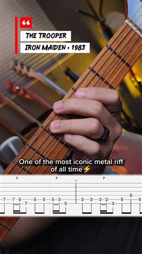 One of the most iconic metal riffs off all time⚡ Iron Maiden - The Trooper | GUITAR RIFF TAB • #guitarriff #guitarra #guitarlesson #ironmaiden #metal | Mario Mailool