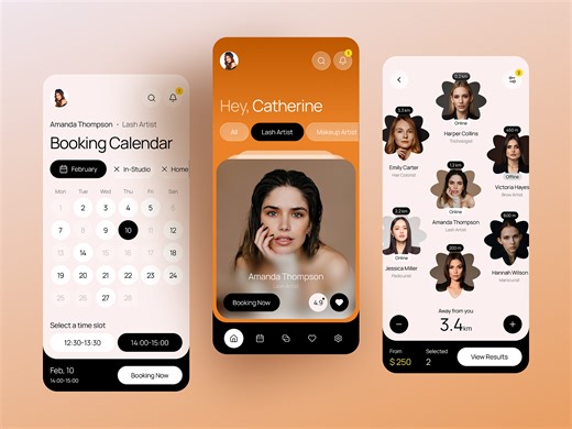 Beauty Service Booking Mobile App UI