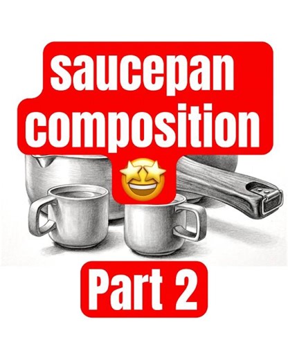 A Composition with Saucepan | 3D Object Drawing. #natadrawing #youtubeshorts