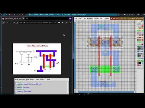 2 input CMOS NAND gate layout design using Magic