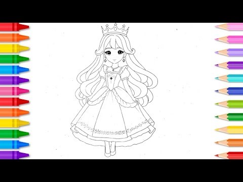 👑✨ Coloring a Sparkling Princess in Her Gorgeous Gown 🌸🎀