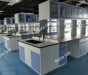 [Hot Item] Durable Steel Lab Workstation with Overhead Storage and Sinks