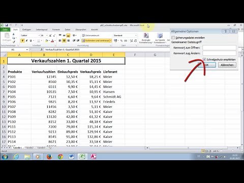Excel 2010 Aufbau P82 Schreibschutz für Arbeitsmappe empfehlen / aufheben