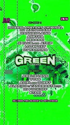 HARD Summer 2026 Green Stage Lineup