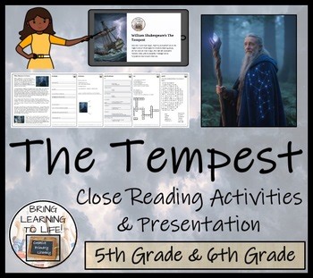 The Tempest Close Reading Comprehension Activities | 5th Grade & 6th Grade