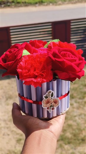 making a simple paper flower pot ❤️ #shorts #shortvideo #trending #shortsfeed