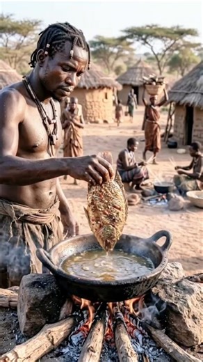 Primitive Cooking Skills | African Tribe Cooks Huge Tilapia Fish! #tribalcooking #triballife