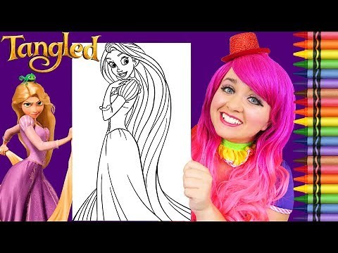 Coloring Rapunzel Tangled Disney Princess GIANT Coloring Page Crayola Crayons | KiMMi THE CLOWN
