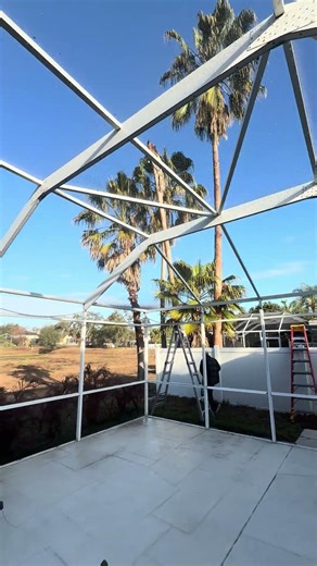 Removal of old screening for a Full Pool Enclosure Restoration