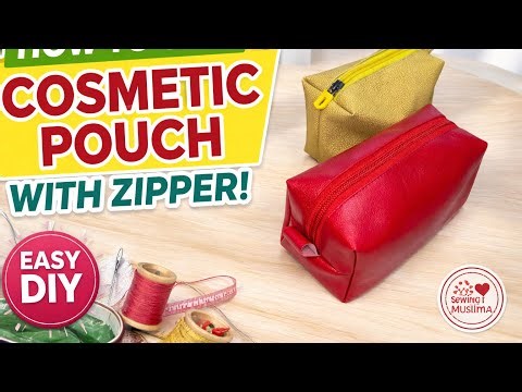 How to Sew a Cosmetic Pouch with Zipper | DIY Makeup Bag Tutorial.Sewing with Muslima.