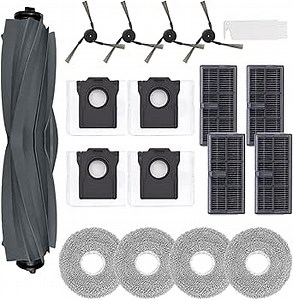18Pcs Replacement Parts for Dreame X40 Ultra,L40 Ultra Vacuum Cleaner Accessories Kit, 1 Main Brush 4 Mop Pads 4 Hepa Filters 4 Vacuum Bags 4 Side Brushes, 1 Cleaning Brush
