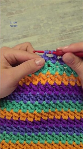 2 Row Repeat Crochet Pattern | Crochet Stitches Crochet Blanket #crochettutorial #easycrochet