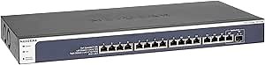 NETGEAR 16-Port Smart Managed Plus Switch, 16x10GBASE-T, 1xSFP+, ProSAFE Lifetime Protection (XS716E), Gray