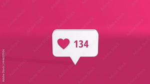 Like Counting animation for Social Media 3d modern style. message bubble with increasing numbers and a heart icon. reaction buttons, app notifications. popularity, followers, influencer concept Stock Video