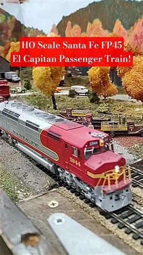 HO Scale Santa Fe FP45 Super Chief Passenger Train Runs by Autumn Town! #modeltrains
