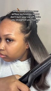 When your flat iron uses airflow technology💨 so you don't burn your ear off while you straighten your hair.❄️ | TYMO Beauty