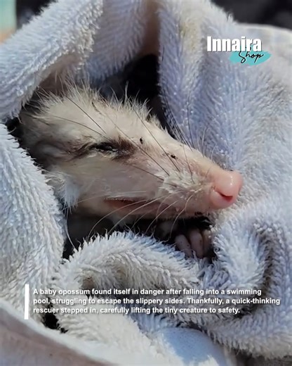 Poolside Rescue - Saving A Baby Opossum Stuck In Pool 🫶🏻👀 | Innaira Shop
