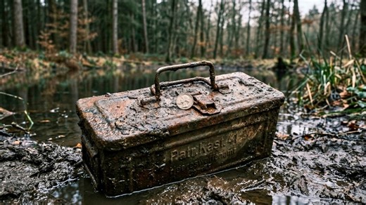 Watch a WW2 search in Germany uncover underwater ammo boxes and a tribute left decades later