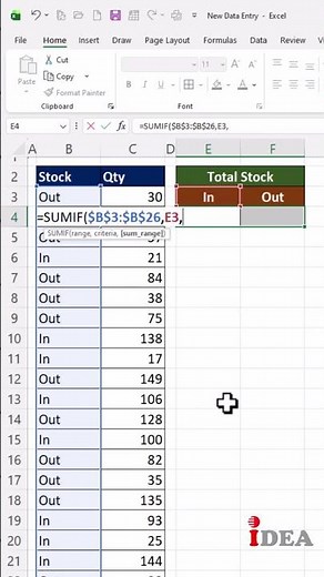 Lesson-60 | Excel for beginner to advance | calculate stock in & out instantly in Excel #exceltips