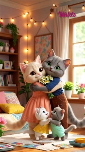 Watch this adorable cat family turn their cozy home into a colorful paradise! From painting walls to hanging lights, every moment is filled with laughter and love. A heart-melting 3D animated short that’s perfect for pet lovers and family reels. #CuteCats #CatFamily #3DAnimation #HomeDecor #ViralShorts #CatLoveCute Cat Family, Cat Home Decoration, 3D Cat Animation, Adorable Cats, Family Love, Cat Reels, Cozy Home Makeover, Cute Animal Shorts, Pet Family Moments, Viral Cat Video, AI Animation | y