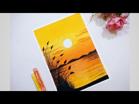 Sunrise Landscape drawing / Oil Pastel Drawing /Step by Step for Beginners