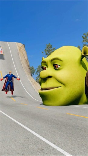 KPop Demon Hunters Cars vs Shrek and Colorful Moon car in BeamNG.drive