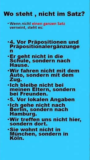 Wo steht (..NICHT ..)im Satz? B1 - B2 - Negation in German. #learngerman , #easygerman