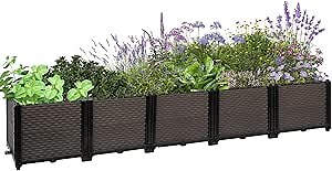 Large Raised Planter Box Outdoor Self Watering 78.7"x15.7"x14.2", Deep Raised Garden Bed - Elevated Garden Box with Drainage Plug, Rectangular Garden Planter Perfect for Patio Balcony Deck