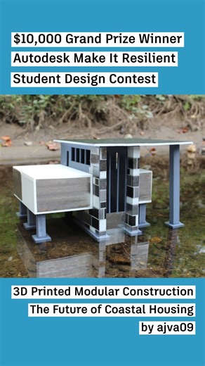 9.6K views · 12 reactions | Inspire your students to enter our latest student design contest by showing them one of last year's winners: the future of coastal housing by Ajith. 朗 Ajith won a $10,000 scholarship by designing and making this flood-resistant modular house using #AutodeskRevit and Autodesk Fusion. Check out his contest winning Instructables: https://bit.ly/3HoHIGU #StudentProject #TeachWithAutodesk #StudentContest #MakeAnything | Autodesk Education | Facebook