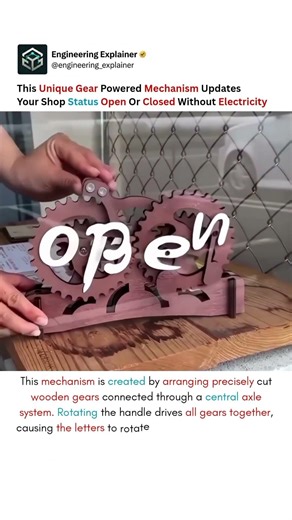 This Unique Gear Powered Mechanism Updates Your Shop Status Open Or Closed Without Electricity