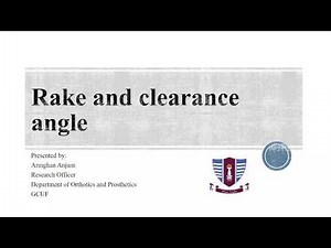rake and clearance angle
