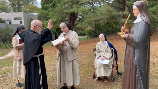 Having our new statue of St. Clare blessed by Fr. Bernard Tickerhoof, TOR. We are so grateful for this special moment. Now she is truly a part of our community! #StClare #PoorClares #Religiousvocations | Poor Clares of Langhorne, PA