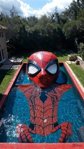 They Built a Giant Spider-Man Pool in a Backyard 🕸️😱 #shorts #viral #trending #ai #ytshorts