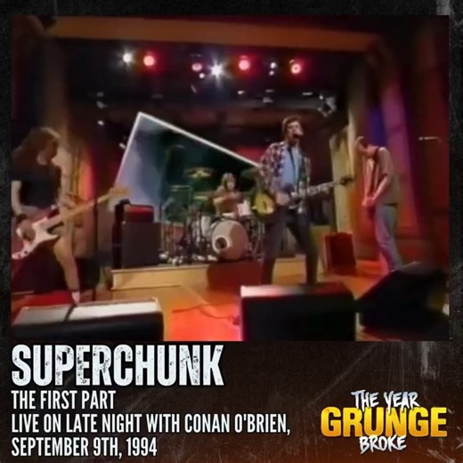 12K views · 299 reactions | SUPERCHUNK - The First Part - ON THIS DAY, September 9th, 1994, Live on Late Night with Conan O'Brien. | The YEAR Grunge BROKE | Facebook