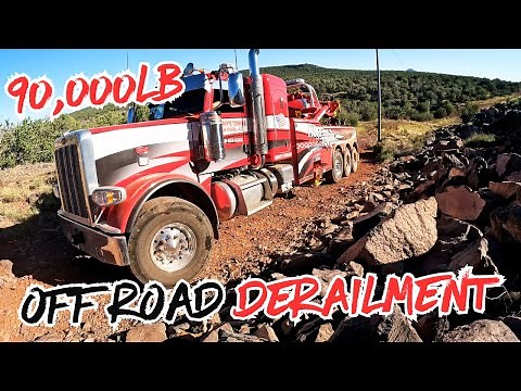Worlds Largest OFF-ROAD TOW TRUCK!!! Recovers 90,000 lbs of DERAILED rail truck !!