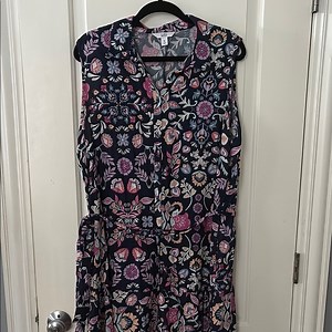 Croft & Barrow Pink and White Sleeveless Polo Collar Sundress