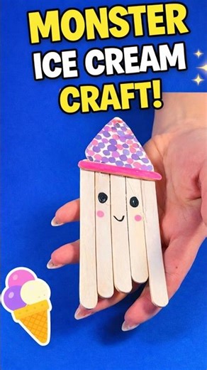 DIY Monster Popsicle Stick Craft 👾 Easy Ice Cream Stick Craft for Kids #diy #craft #craftyfun #kids