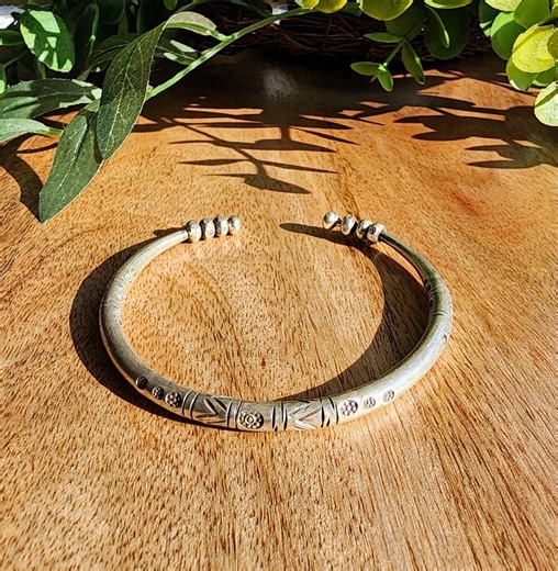 Handmade Karen Hill Tribe Silver Cuff Bracelet, Boho Tribal Bangle, Jewelry Gift for Her - Etsy