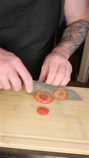 267 Layer Hand-Forged Damascus Chef Knife Scalpel Sharp Tomato Test #Damascus #ChefKnife