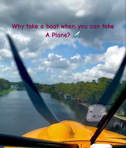Plane Skimming the Water of a Florida River | Amphibious Sea Plane Flying Low Over Water