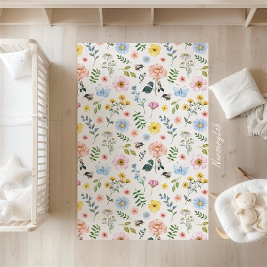 Florals and Butterfly Nursery Rug, Girls Room Rug - Etsy