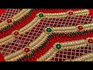 Grand Aariwork Net Fabric design Tutorial for beginners| Zardosi Work| Net Aariwork blouse