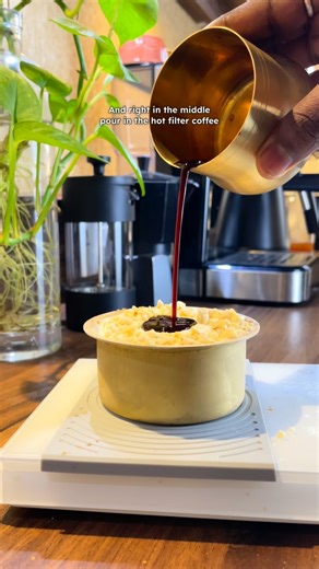 Jeet||Coffee recipes & more on Instagram: "Filter Kaapi Affogato 🍨🤎 Sounds familiar but this one has a desi twist warm, bold, creamy, and honestly so comforting What you’ll need: - Freshly brewed filter coffee - Melted chocolate - Vanilla ice cream - Roasted, crushed nuts Hot coffee, cold ice cream, rich chocolate, crunchy nuts This was my first time trying affogato with filter coffee and I’m genuinely surprised by how good it turned out Simple and so satisfying 🫶 #affogato #explore #trending