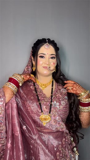 M-Cube™️ Salon & Academy | Mishriwala, Jammu on Instagram: "Cutest bride 👰🏻‍♀️ with chubby cheeks are so damn cute 🥰 ♥️🫶🏻 #reelindia❤️❤️ #bridal #transitions #reellove #cute"